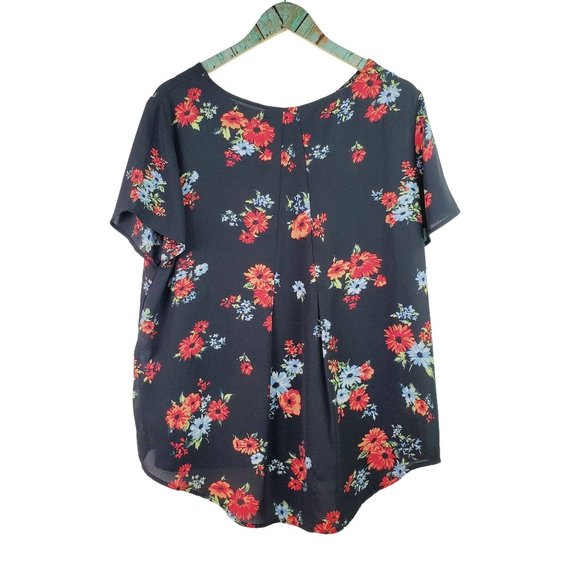 Chelsea & Theodore Women's Short Sleeve Hi-Low Round Hem Dressy Blouse XL - Picture 3 of 7